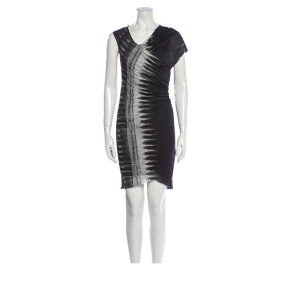 HELMUT LANG  Black & Grey Tie-Dye Print Abstract Asymmetrical Midi Dress size S - Picture 16 of 16
